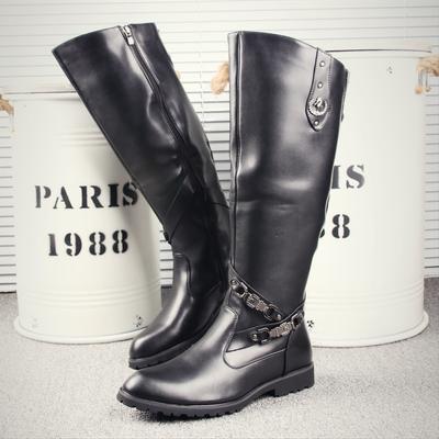 Bottes de moto hautes pour hommes, chaussures de luxe, de cosplay, de scène, de cowboy, en cuir véritable, longues, de chevalier