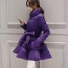 Damen Winter Design A-Linie Mittellang Verdickt Tailliert Puffiger Rock Einfarbig Slim-Fit Elegant Warmer Mantel