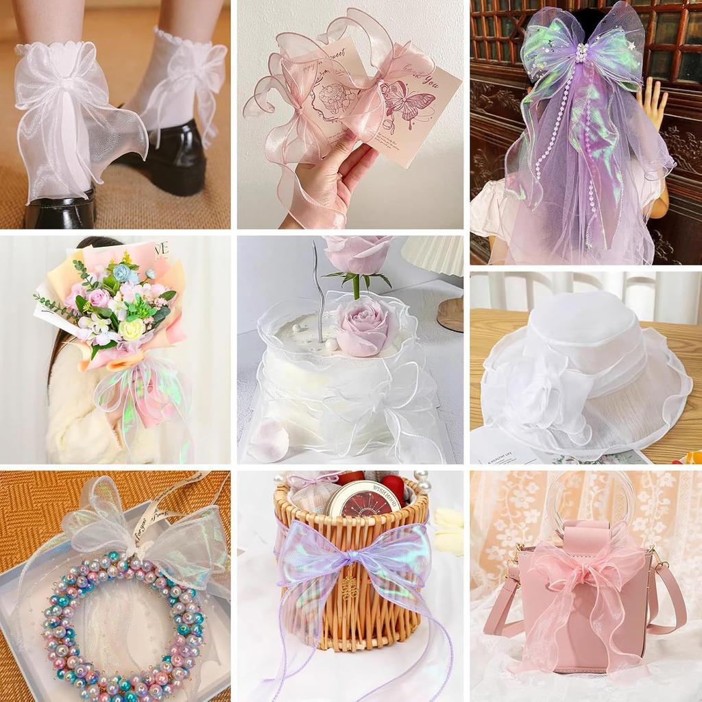 Chiffon Ribbon Organza Satin Lace for For DIY Bows Gift Wrapping Flower Bouquet Hair Accessories Sewing Trim Crafts Materials