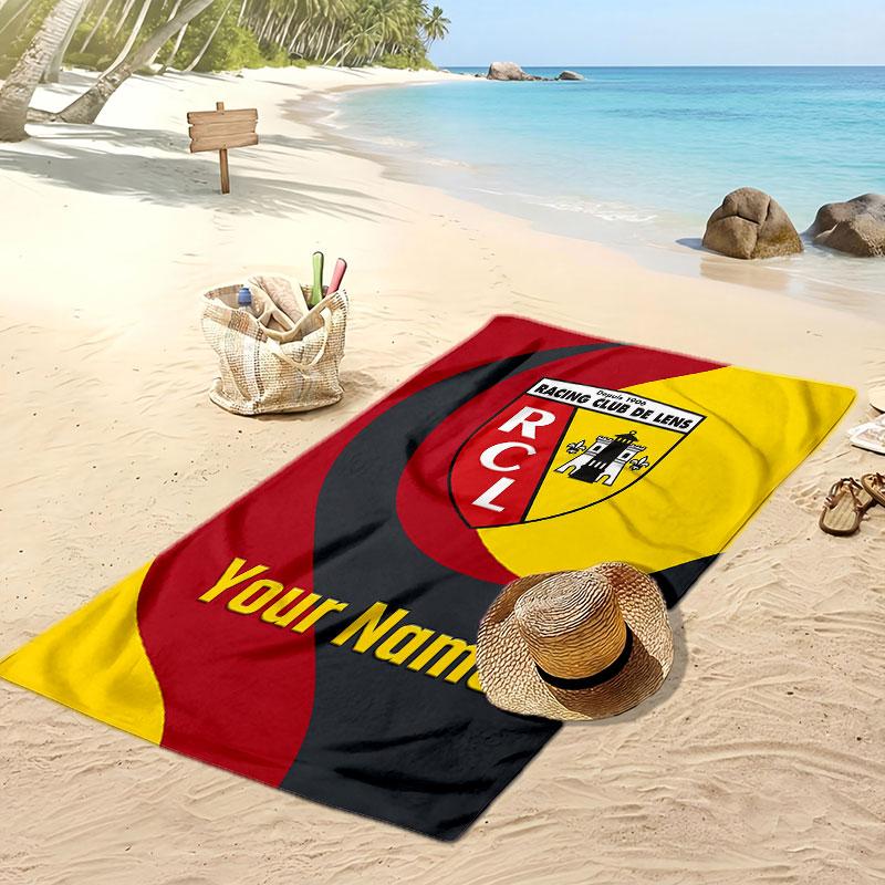 racing club de lens Personalized Printed Beach Towel Soccer Logo Support Custom Name Text Absorbent Towel For Sport Travel Special Gift