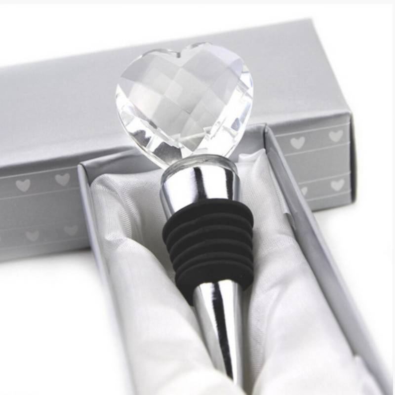 Crystal Heart Wine Stopper With Geometric Design For Wedding Celebration Gift