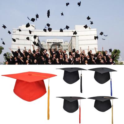 Mortarboard Tassels Solid Color Classic Design Square Board Breathable Decorative Comfortable Unisex Graduation Party Hierophant Hat Headwear
