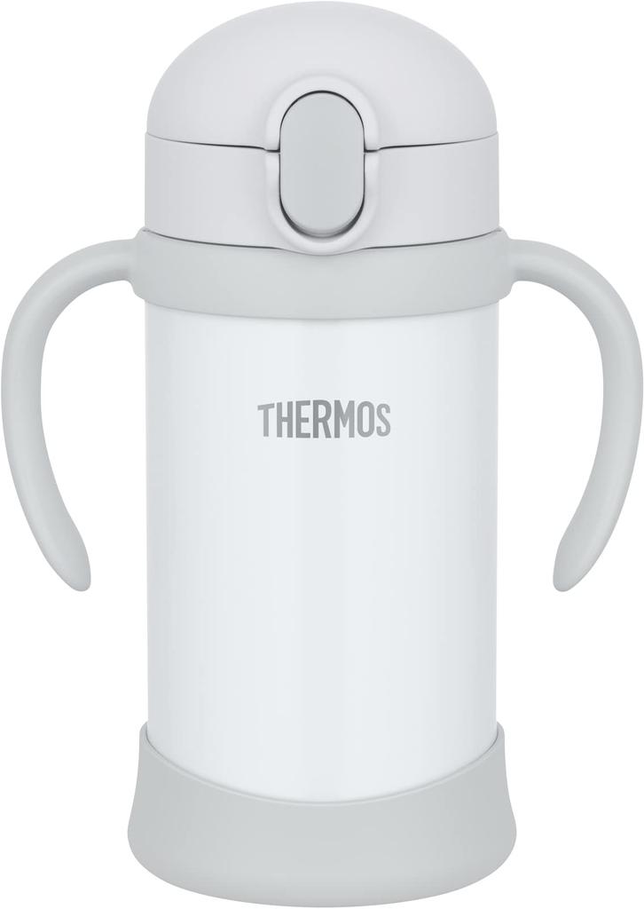 THERMOS Baby Straw Mug FJL-350 Gray (GY) 350ml Water Bottle for Children, Stainless Steel Vacuum Insulation, Spare Straw Set Included, Easy One-Touch