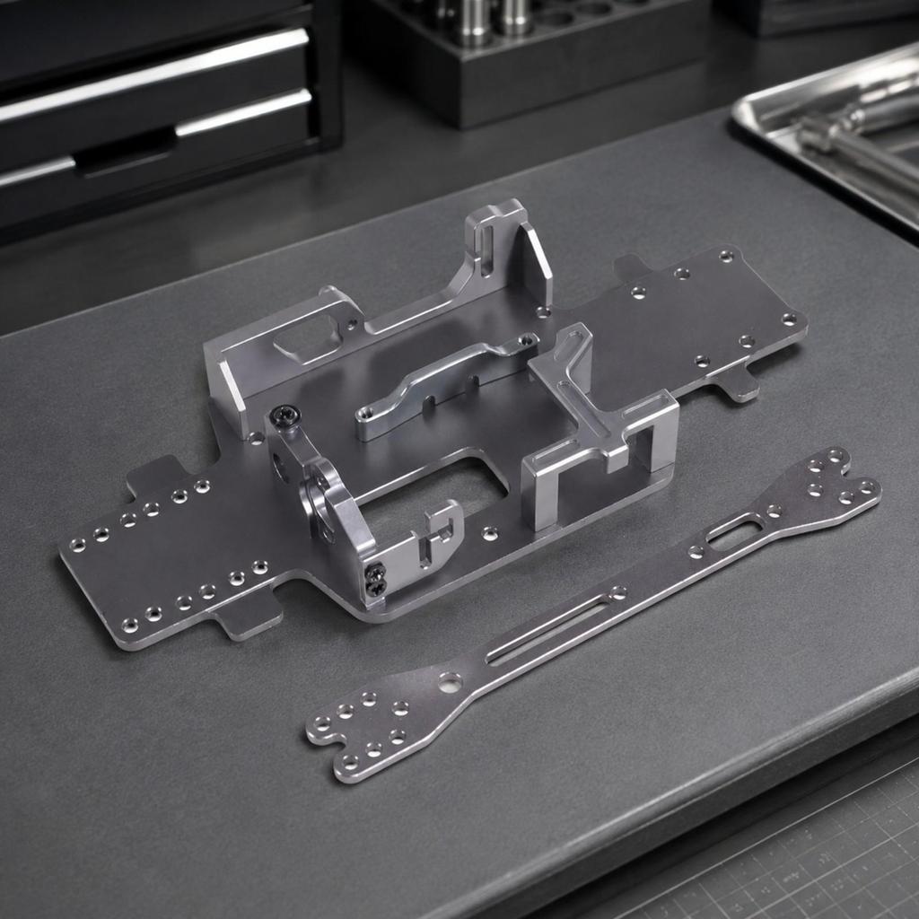 RC Car Anodized 1/28 Aluminum Chassis Rigid