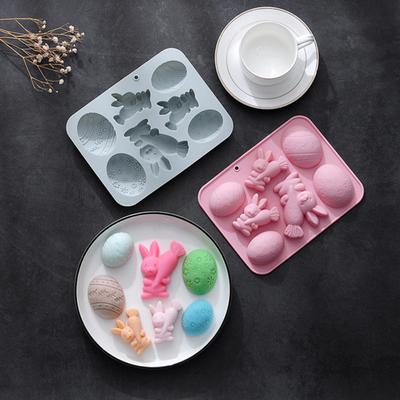 Ostern Silikon Backform 4 Eier Flexibel Antihaft Kuchen 3 Hasenförmig Schokolade Gelee Form Eiscreme Dessert