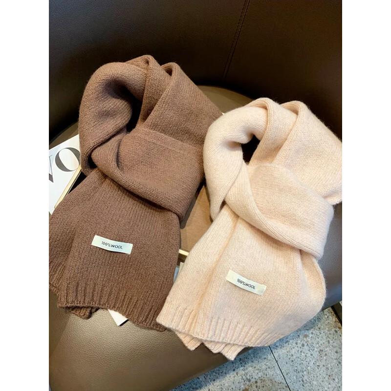 HAOGUAN Women's 100% Wool Knitted Scarf - 2025 A/W
