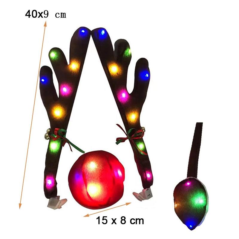 Car Antler Decoration Reindeer Christmas Decoration Kit with LED Light Up Car Truck Vehicle Costume Christmas Antler Deer Decor