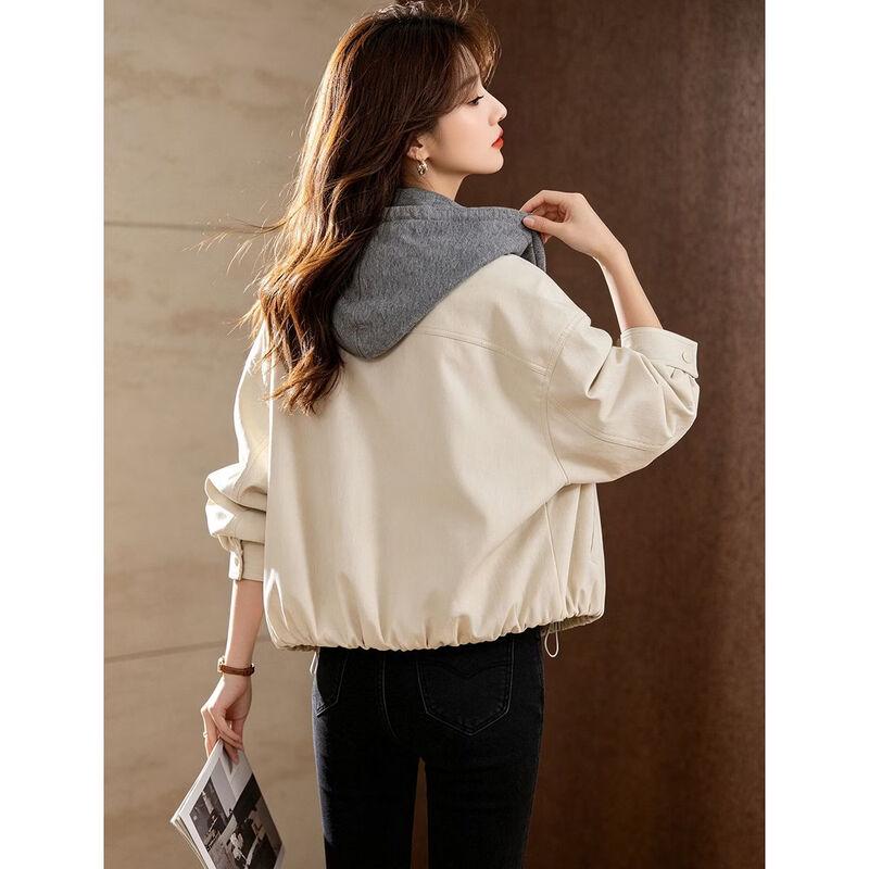 D.F.DEAR Women's Faux Two-Piece Hooded Short Jacket