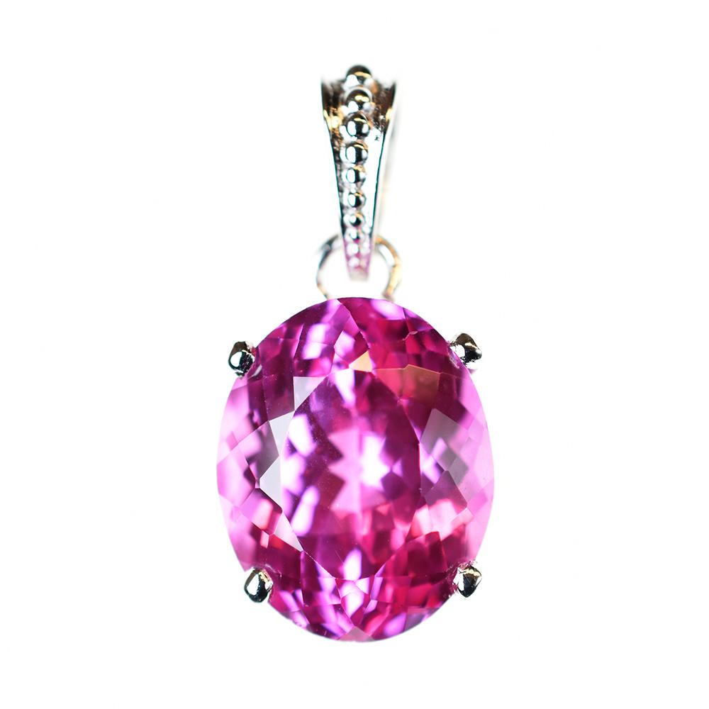 

26 Ct Natural Pink Tourmaline Gemstone Pendant 925 Sterling Silver For Women MY.PDS-345-NS 14.8 mm approx. рожевий
