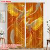 2pcs   plane printing Light Filtering Curtains golden phoenix Durable 100% Polyester Fabric (without rod) Decorations For Home
