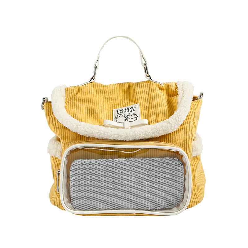 Plush Backpack Lightweight Nylon Material Bow Decoration For School Daily