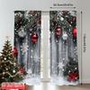 2D flat printing 2pcs Christmas Window Curtains With snowflakes_ red balls and green plants Polyester Without Electricity