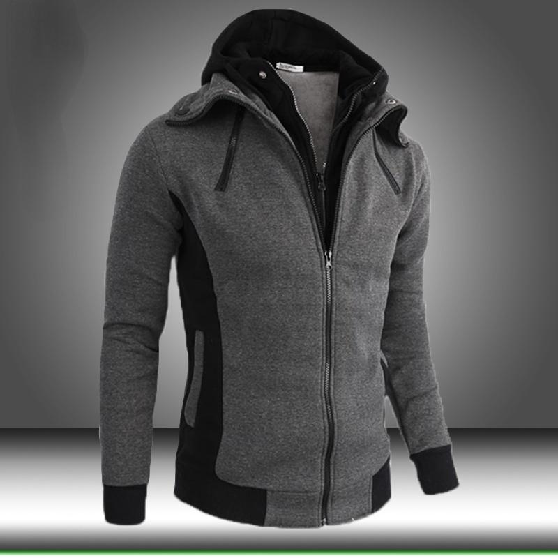 Buy Zipper Warm Fleece Hoodies Men Autumn Winter Casual Patchwork Hoody