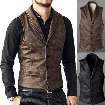 Mode Heren Business Casual Gilet Slim Fit Knoopsluiting Blazer Gilet