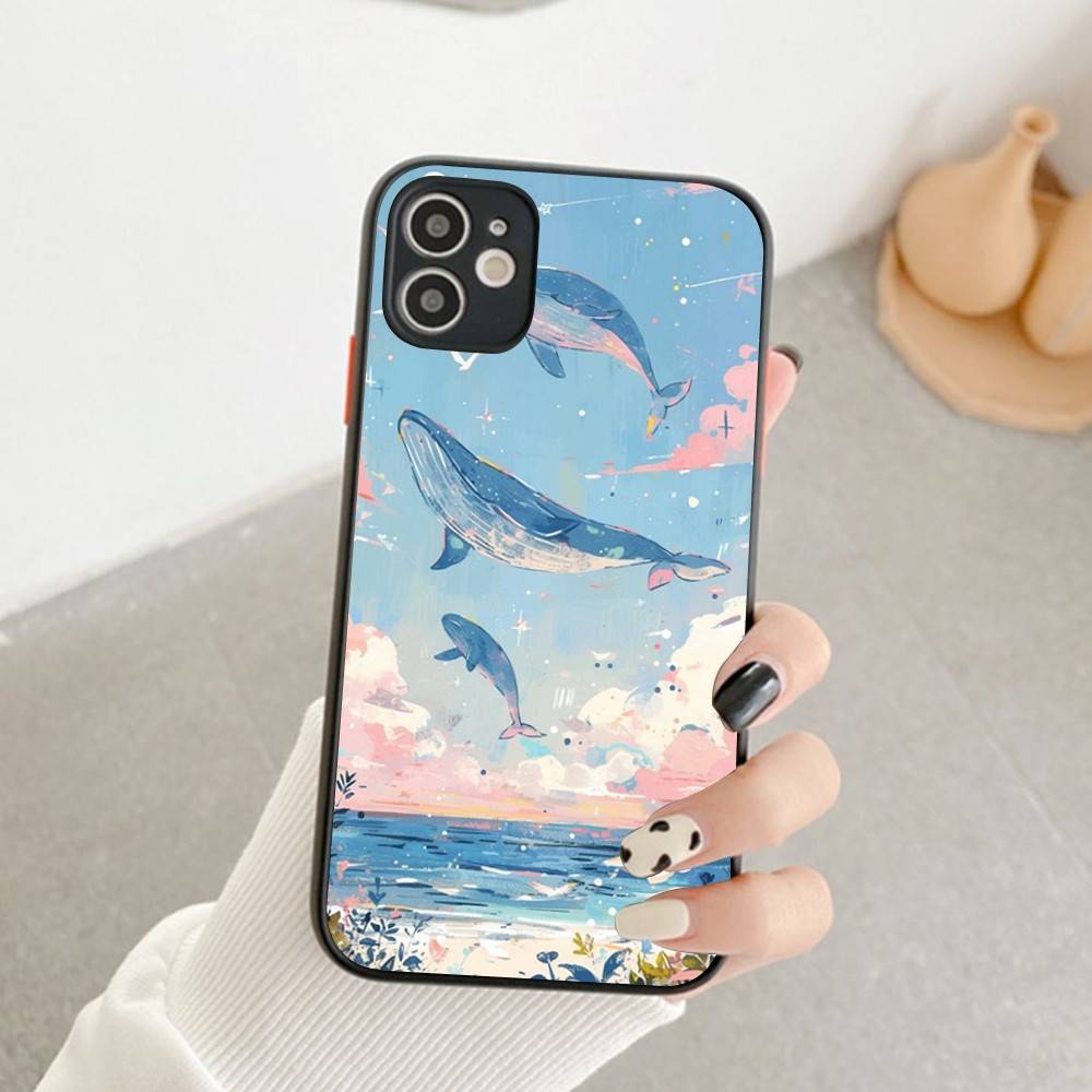 Classic Marine Animal Whale Phone Case For IPhone 14 11 12 13 Mini Pro Max 8 7 Plus X XR XS MAX Translucent Matte Cover