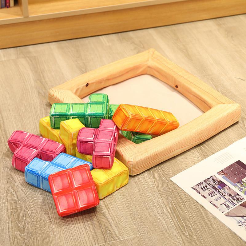 Adorable Cartoon Tetris Plush Cushion Toy Soft Crystal Velvet Sofa Pillow