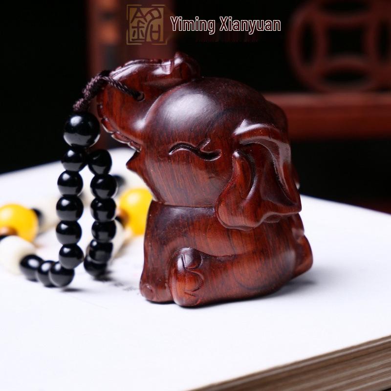 Rosewood Carved Pixiu Ornament: Gourd & Dragon Turtle Handicraft