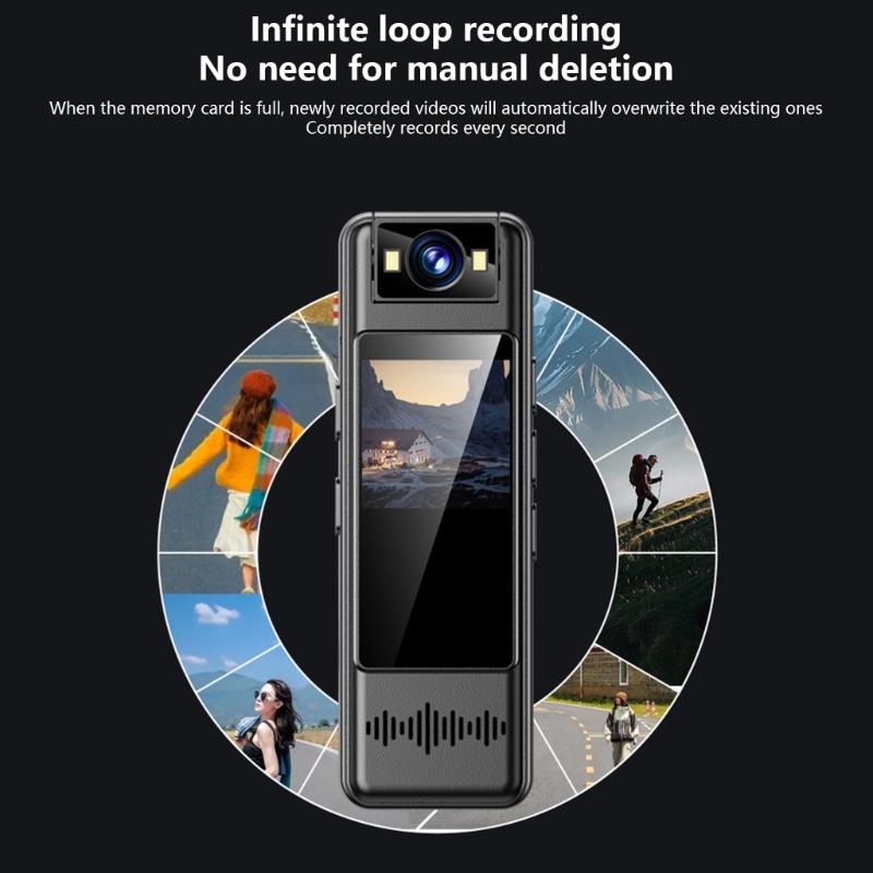 180°Rotating Lens Body Camera 120°Wide Angle 2K Resolution Builts In Display Screen For Evidence Collection Recording