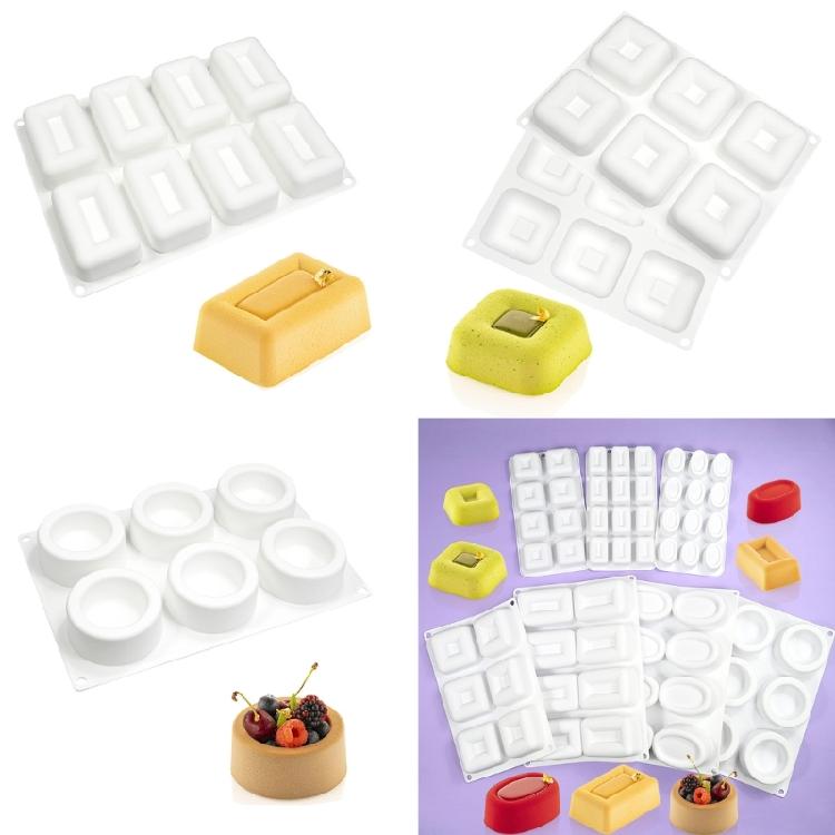 Mousse-Kuchen-Dekorationsformen Silikonformen Ovale Quadratische Schokoladenformen Feiertags-Dessert-Kuchenbackwerkzeug Antihaftbeschichtet