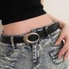 Korean Style Retro Y2k Belt Metal Buckle Jeans Waistband Fashion Pu Leather Waistband  Women