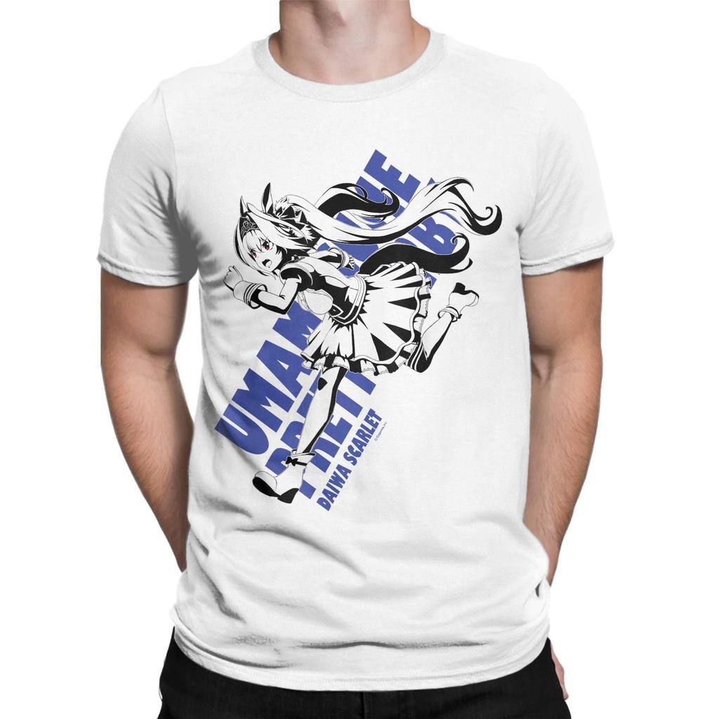 Awesome Umamusume Pretty Derby Daiwa Scarlet T-Shirt Men Round Collar 100% Cotton T Shirt  Short Sleeve Tees Summer Clothing
