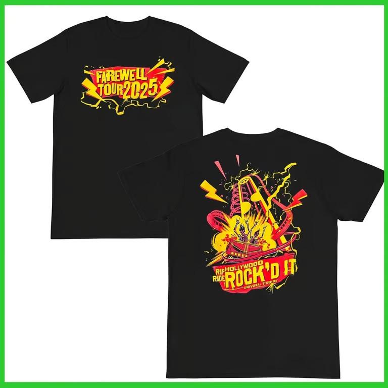- Hollywood Rip Ride Rockit Farewell Tour T-Shirt Full Size S-5XL Unisex T-Shirt XXXXL