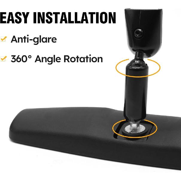 8201010F01AC 10.5" Universal Rear View Mirror, Interior Rearview Mirror Kit Replacement For Hevrolet Ford Toyota Nissan Jeep Honda Subaru Hyundai Kia