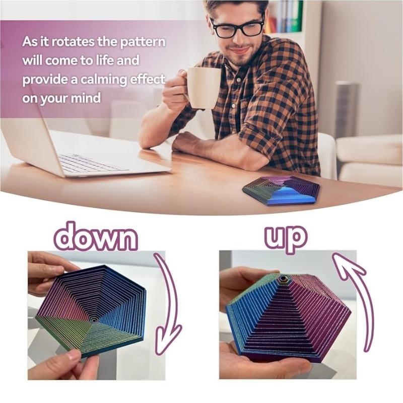 3D Printed Fractal Fidget Hexagon 7Cm Portable Playing Sensory Anti-Stress Toy Desktop Ornament Kid Toy Visual Gifts Box