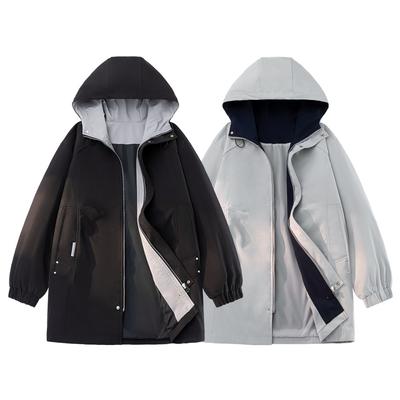 Casual Style Hooded Mid Length Windbreaker Men's Spring and Autumn Oversized Loose Jacket