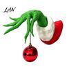 Ornamenti Verdi a Mano Simulati Elfo di Natale Decorazioni per Albero con Palline Rosse Appese, Decorazione Artistica da Parete Montata, Supporto Divertente per Casa di Natale