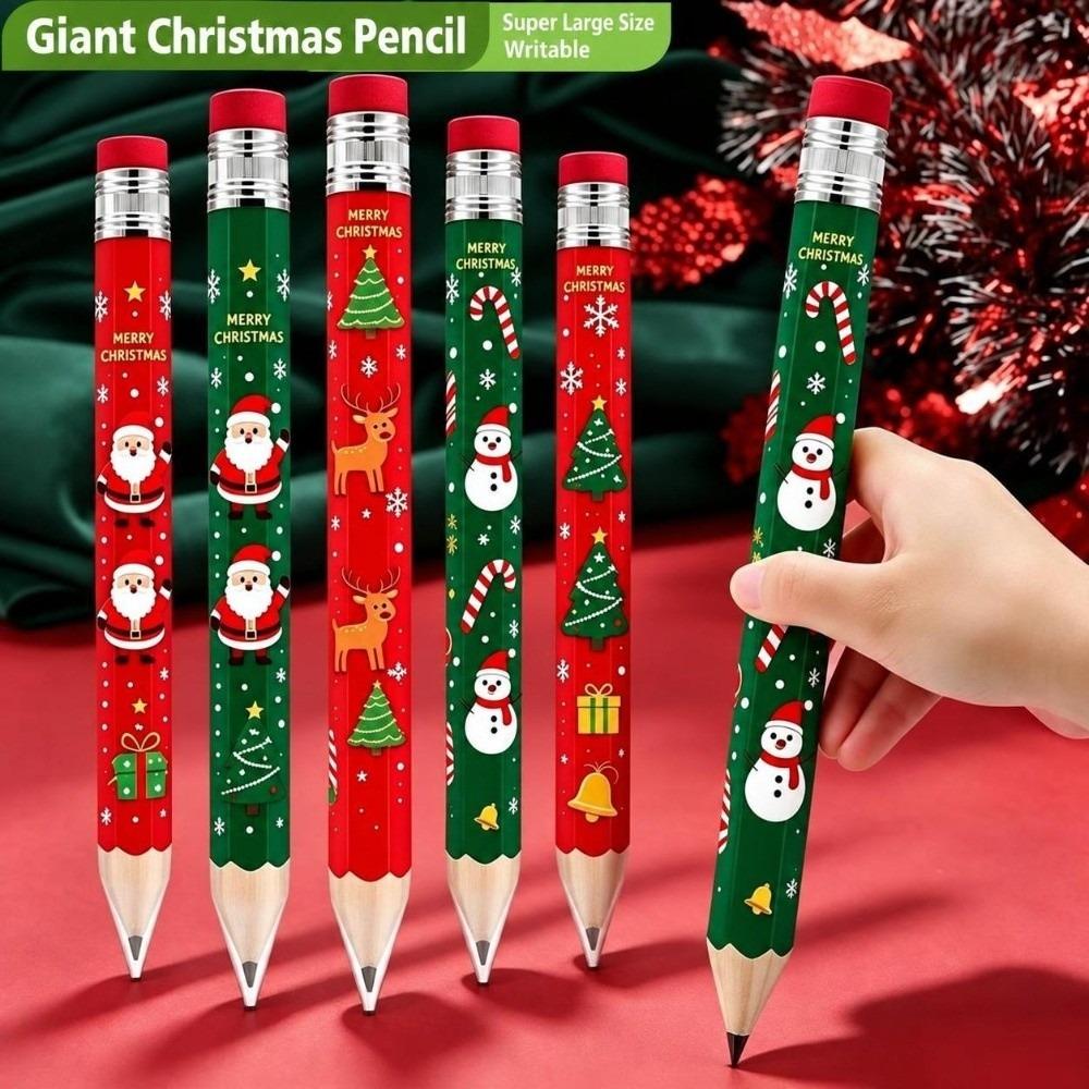 Wooden Big Pencil Christmas Pattern Christmas Giant Pencil Oversized Wooden Pencil  Photo Prop