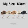 Summer Western Cowboy 62cm Oversize Large Head  Rolled Brim Straw Hat for Men  Women Sun Protection  UV Protection Hat
