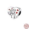 Happy Place Family Heart Shape Charm 925 Sterling Silver Bead Fit Original Fasion Bracelet Necklace Jewelry Women Gift