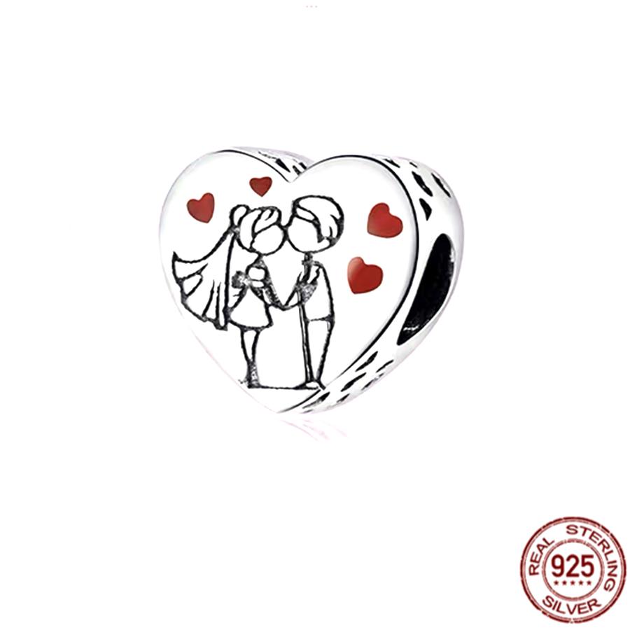 Happy Place Family Heart Shape Charm 925 Sterling Silver Bead Fit Original Fasion Bracelet Necklace Jewelry Women Gift