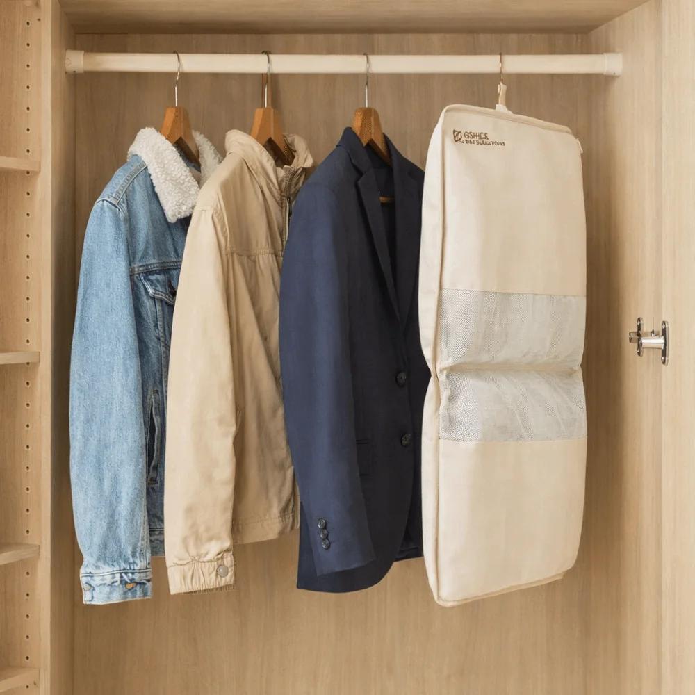 Mesh Hanging Clothes Organizer Visible Large Capacity Clothes Hanger Bag Space Saving with Hook Clothing Storage Bag Home