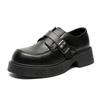 Sapatos de couro Z primavera estilo britânico retrô aumento cabeça grande derby sapatos preto casual