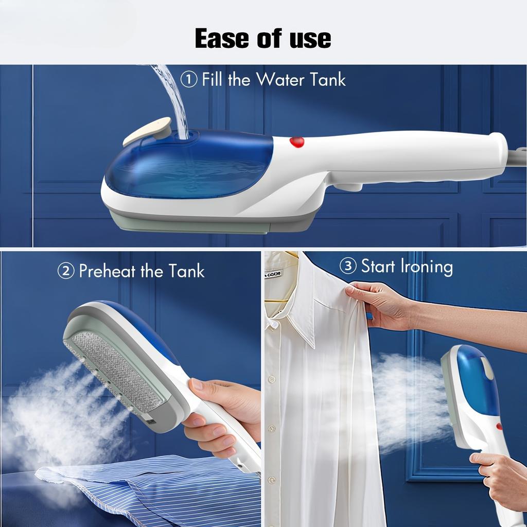 Handheld Steam Iron Portable Steam Wrinkle Remover for Home Office and Travel with Efficient Heating Garment Steamer