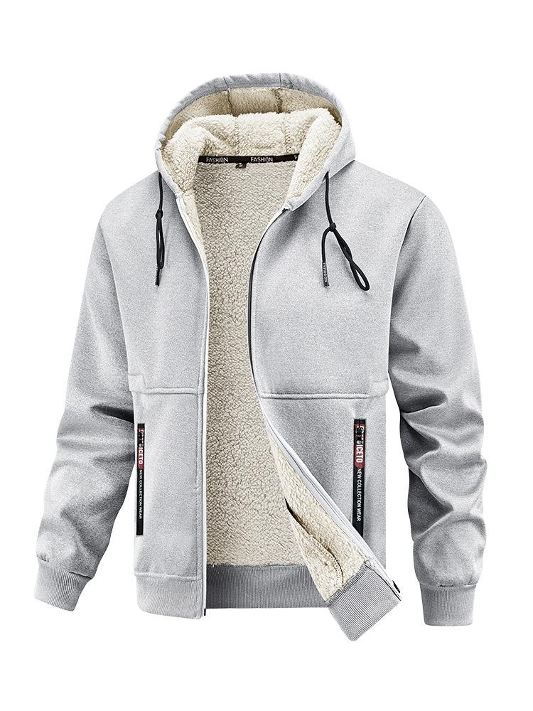 Men's Zip Up Hoodie Jackets Heavyweight Winter Sweatshirt Fleece Sherpa Lined Warm Jacket Outdoor Hooded Windproof Outerwear Coat for Men