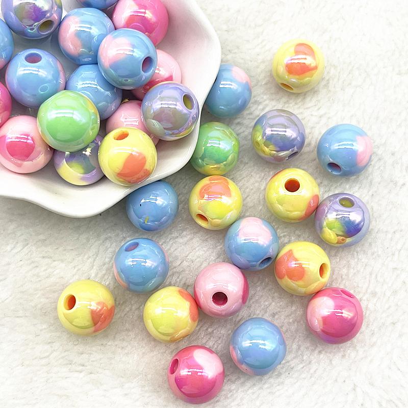 

4pcs/lot 14mm/16mm High Quality Plating UV Round Acrylic Loose Spacer Beads for Jewelry Making DIY Bracelets Accessories 14mm(4pcs)