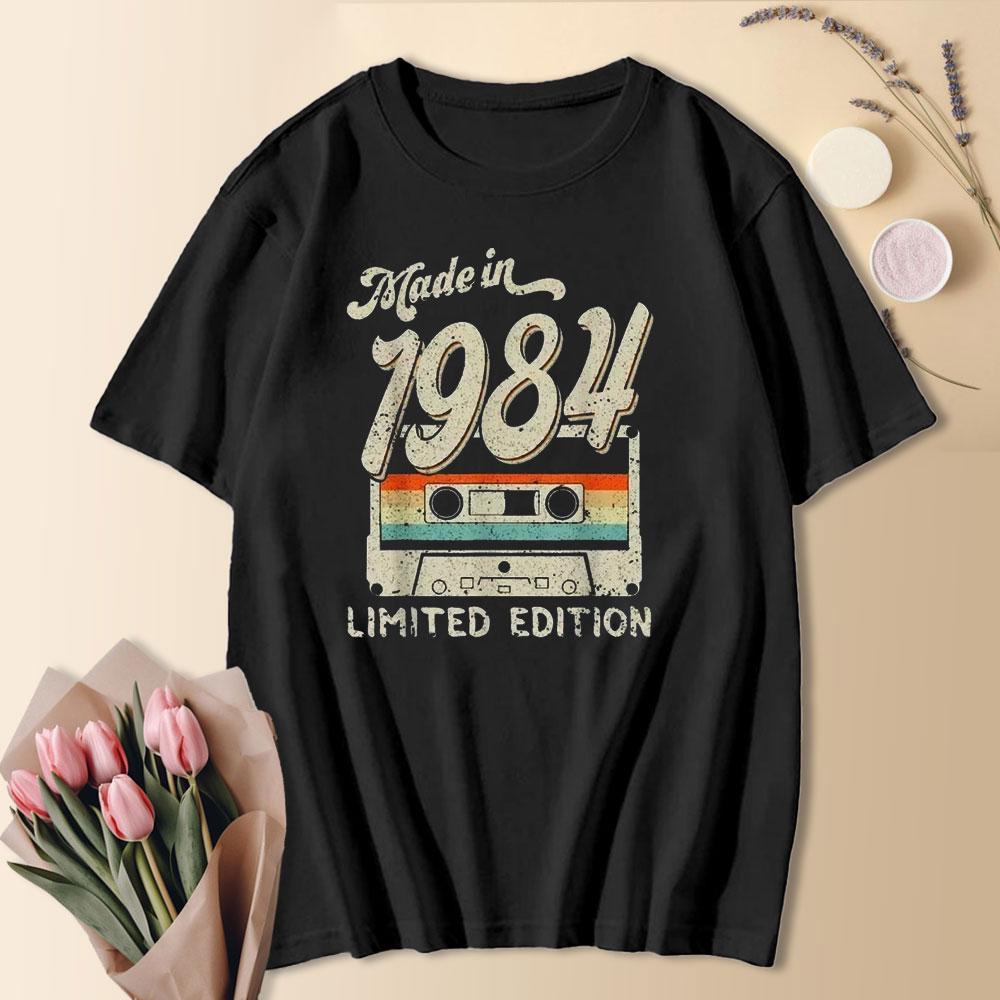 1984 40:e 40 År Gammal Begränsad Utgåva Vintage Bomulls T-shirt Män Kvinnor Födelsedag Jubileum T-shirts Gåva Kortärmad T-shirt Toppar