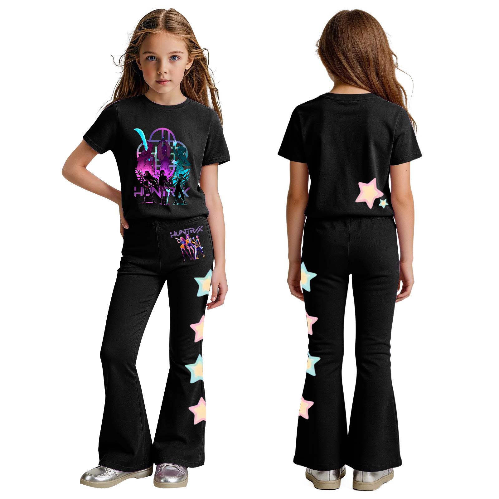 

Комплект одежды для новорожденных девочек и мальчиков, свободная футболка с принтом и штаны 120 чёрный