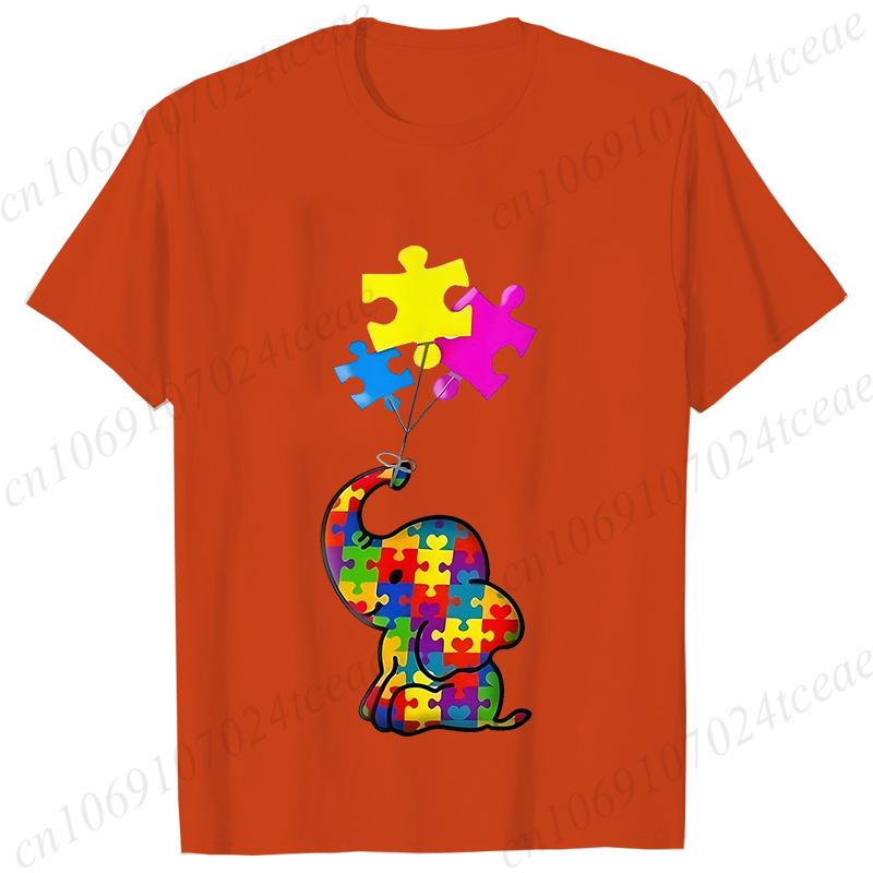 Funny Elephant Autism Awareness T-shirt for Women Acceptance Neurodiversity Summer Shirts Hip Hop Streetwear Short Sleeve Tees