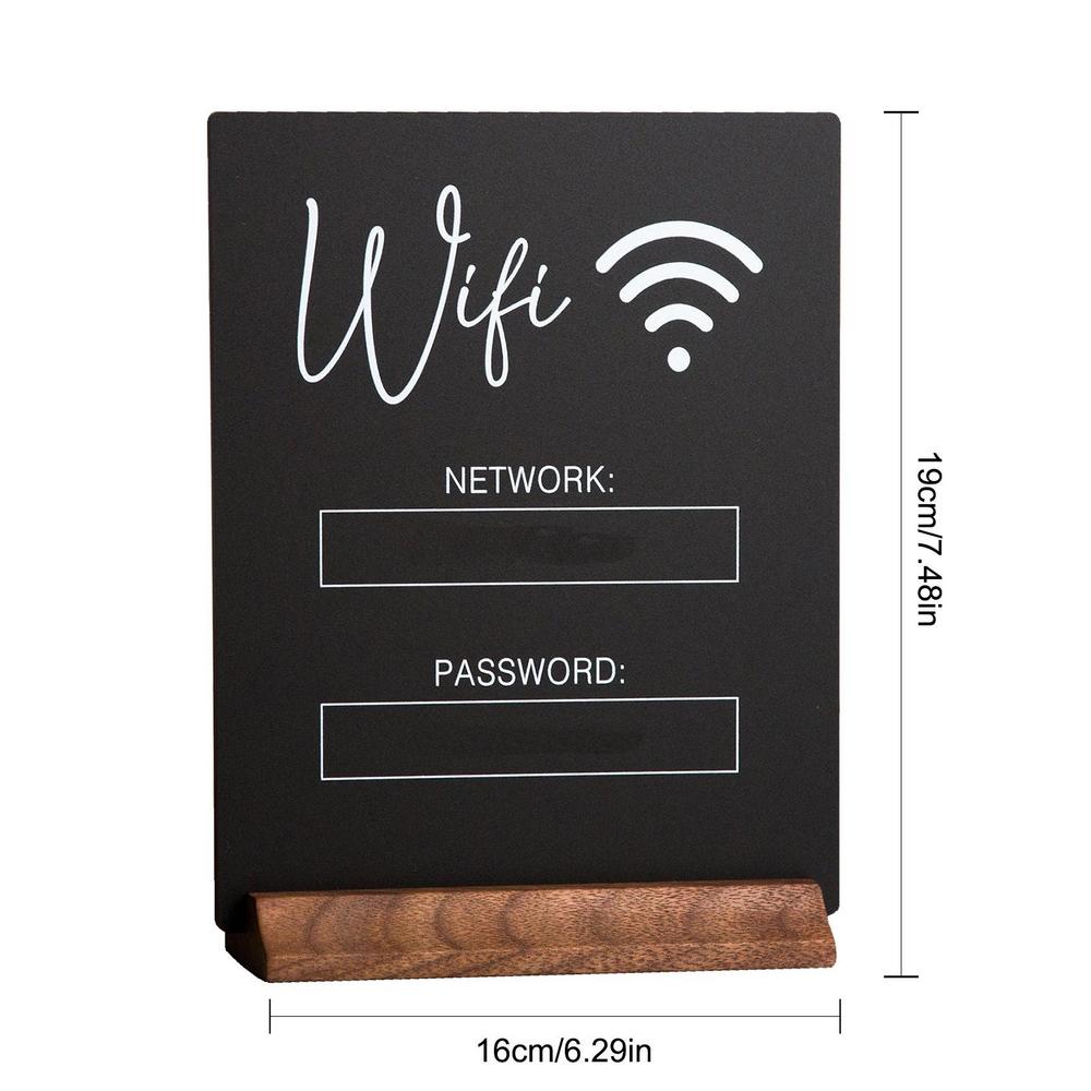 

Wi-Fi Знак 3D Акриловая Доска с Деревянным Основанием Вывеска для Общественного Магазина Ресторанная Wi-Fi Доска для Записи Аккаунта и Пароля чёрный