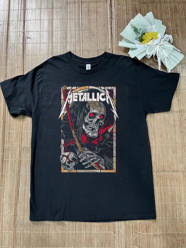 Metallica Коса Смерти Рок-группа Новая Унисекс Черная Футболка Размер S-5XL Унисекс Футболка XL
