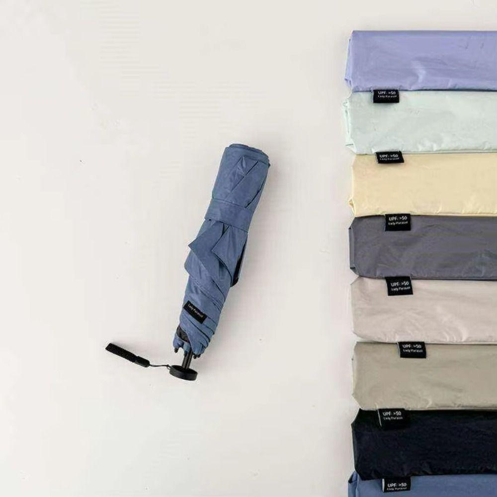 Compact Folding Sunshade Umbrella Black Coating Pocket Rain Umbrella Daily Carry