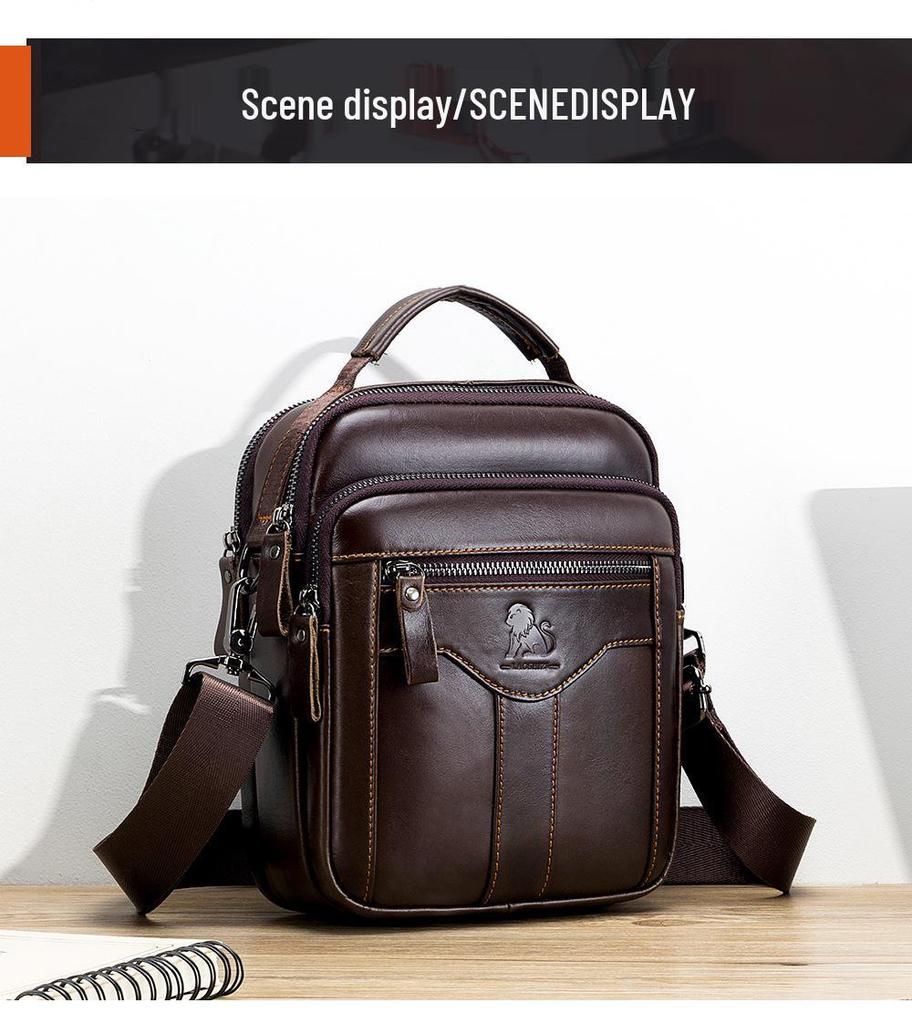 Old Lion Men's Retro Cowhide Messenger Bag - European & American Fashion Small Shoulder Bag