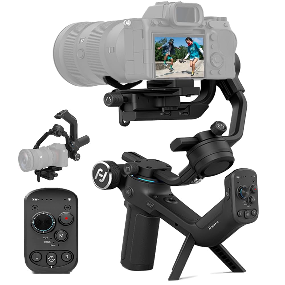 FeiyuTech Camera Stabilizer Electric Gimbal Image Load Capacity Suitable for Canon Eos Zoom Button Cable Control for TIKTOK Video Shooting [] SCORP-C