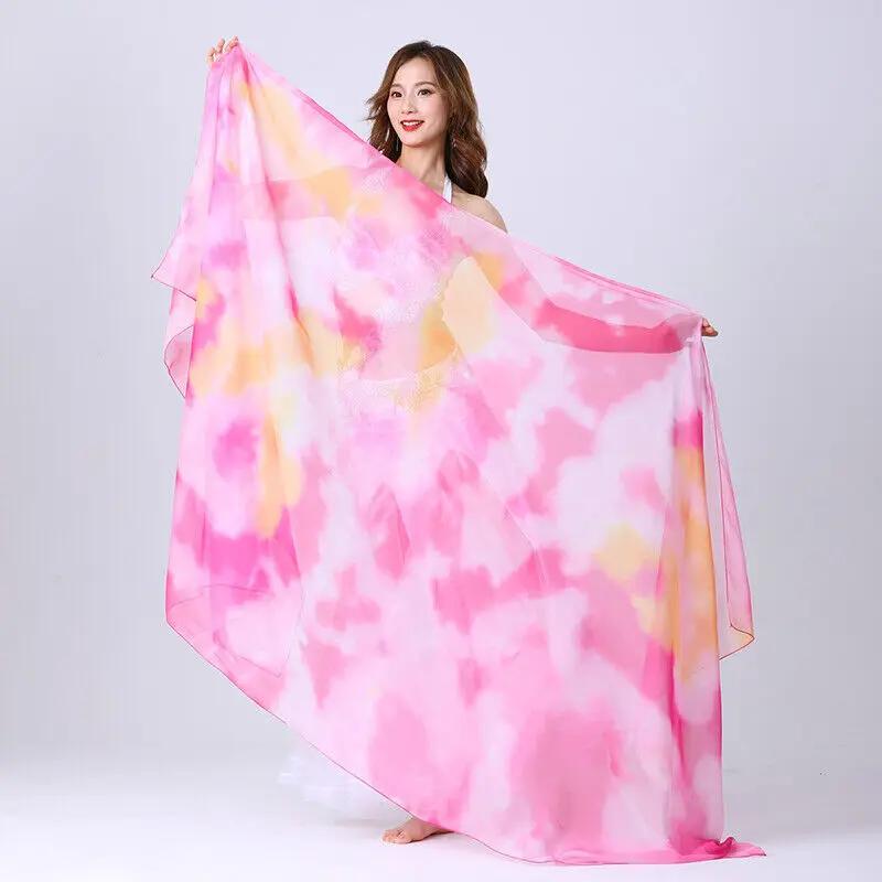 Bellydance Faux Silk Women Scarf Shawl Dance performance Stage Dyed Color Veil DIY Fabric Sewing Craft Clothing Supplies