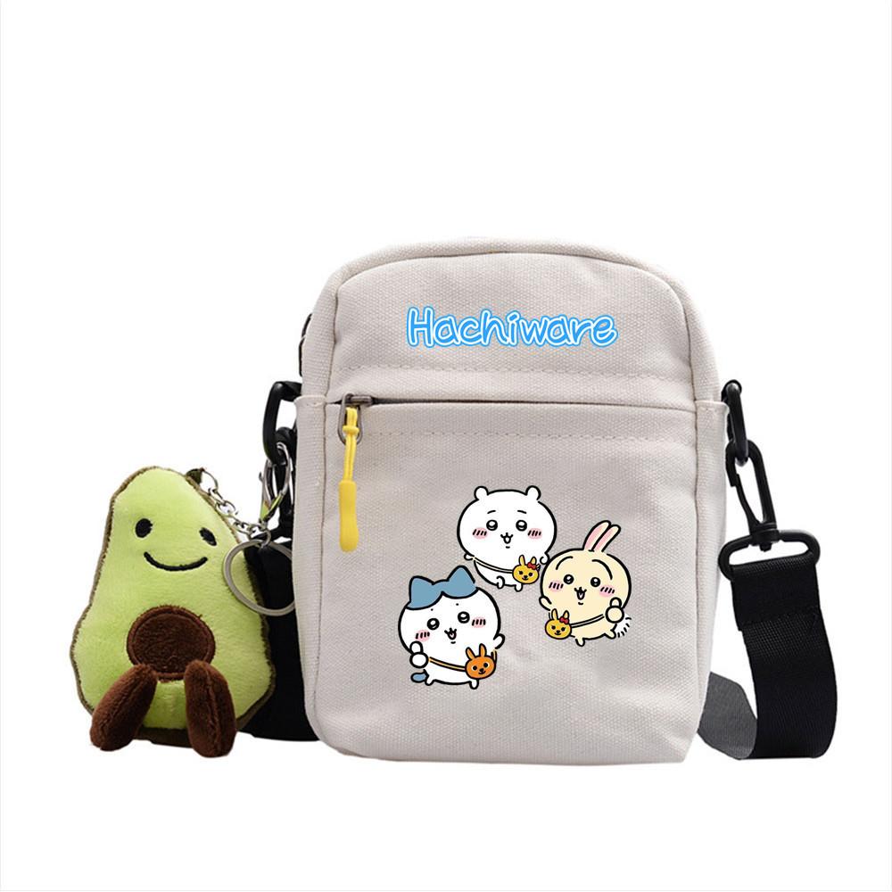 Chiikawa Cartoon Canvas Square Shoulder Bag With Inner Pouch For Casual Outings