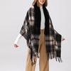 Autumn and winter new cashmere plaid warm shawl Maillard fringed couple versatile niche women's cape scarf